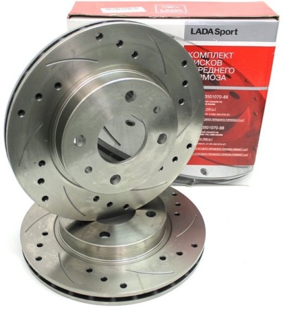Купить Диск тормозной ВАЗ 2110 LADA SPORT R-13 вентилир. перфорированный с насечкой (2шт) АвтоВАЗ 21100-3501070-88