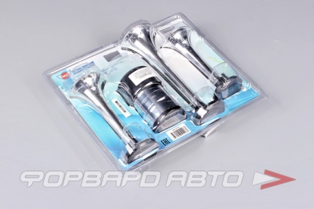 Купить Сигнал звуковой 12V трехрожковый воздушный( хром) со встроенным мотором без реле <> 1015C (б.р.)