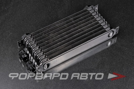 Купить Радиатор масляный 300*135*50 10 рядов универсальный вход ORB12 с фитингами (маслокулер / oil cooler) черный FORA CAOC02 AN12 BLACK