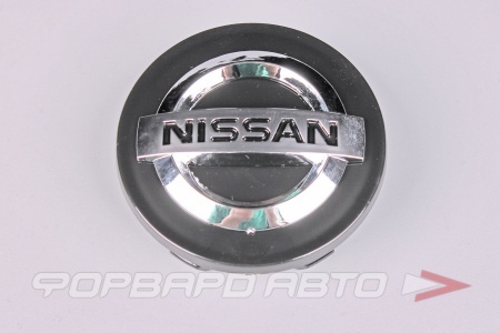 Купить Колпачок ступицы для литых дисков Nissan, D50/55мм, Black+3D хром лого <> NS-02