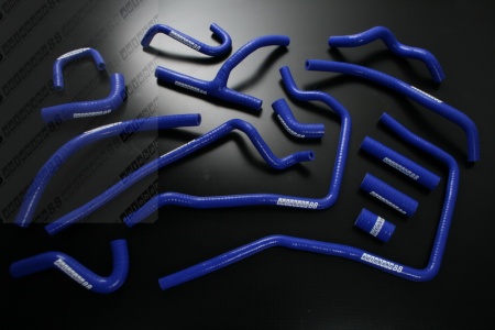 Купить Патрубки всей системы охлаждения силиконовые Subaru Legacy B4 BE5 BH 98-01 EJ20 turbo синие (16 шт) AUTOBAHN88 