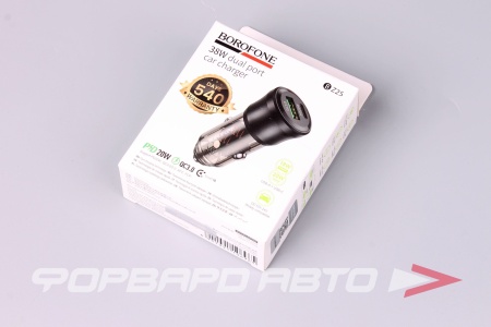 Купить Устройство зарядное в прикуриватель,38W (PD20W+QC3.0), цвет черный BOROFONE BZ25