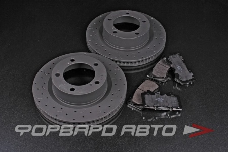 Купить Комплект колодки + диски TOYOTA Land Cruiser LC200, LEXUS LX450D, LX570 до 2015, передняя ось, тормозные диски HAWK + тормозные колодки HAWK LTS HAWK HKC4980.589Y