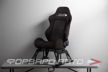 Купить Сиденье спортивное - регулируемое "полуковш" + салазки, черное, SPD STYLE, замша, ЛЕВОЕ RECARO STYLE JBR1035SUE Black