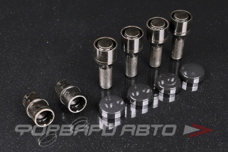 Купить Секретки для колес болты 14*1,25*29 конус, с вращающимся кольцом, 4 шт. и 2 спецключа, черные ВЕКТОР 377115X2 BC