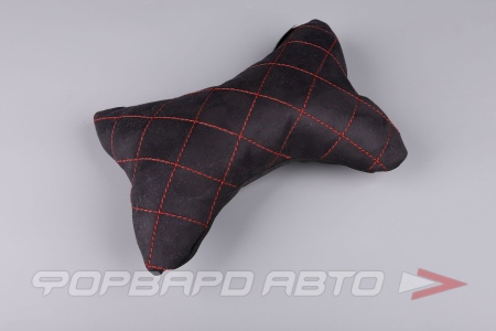 Купить Подушка на подголовник EXPENSIV алькантара, черная (строчка красная) SKYWAY S08003002