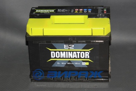Купить Аккумулятор 12V 62а/ч (L) (242*175*175) (низ) 570А, г.Курск DOMINATOR 