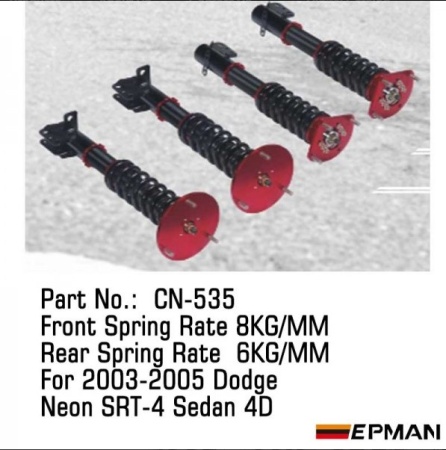 Купить Комплект подвески DODGE NEON SRT-4 Sedan 4D, пружины F: 8kg, R: 6kg EPMAN CN-535