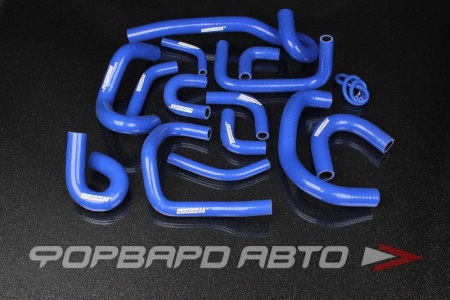 Купить Патрубки всей системы охлаждения силиконовые Nissan Skyline GT-R R33-34 синие (15 штук) AUTOBAHN88 