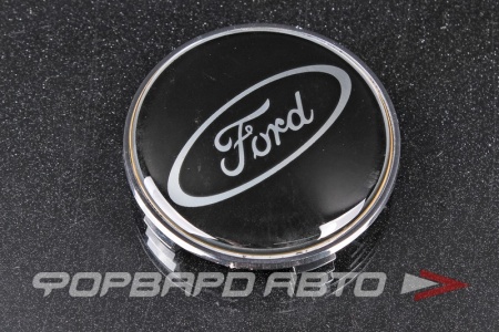 Купить Колпачок ступицы для литых дисков Ford, D65/68мм, Black/silver+ хром ободок Китай Ford, 65/69.2-68