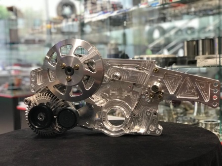 Купить Пластина передняя для 2JZ-GTE с переносом ГУР, генератора 160A, вывода ОЖ под фитинг AN16, с креплениями для опор ДВС и систем сухого картера HGK 