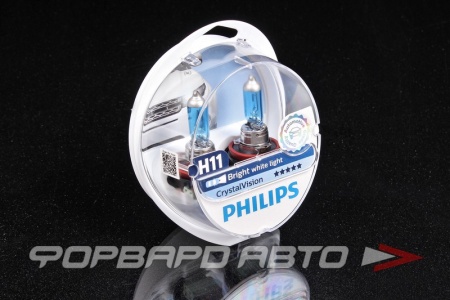 Купить Лампа H11 12V 55W +W5W Crystal Vision PGJ19-2 + 2x PHILIPS 12362CVSM