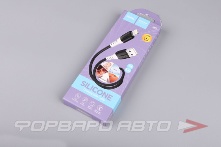 Кабель USB iPhone  силиконовый черный  1м HOCO X82