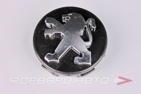 Купить Колпачок ступицы для литых дисков Peugeot, D57/60мм, h=3-12мм, Black+3D хром лого <> PG-2