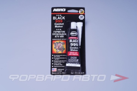 Купить Герметик силиконовый черный, 42г 999 (высокотемпературный 343гр.) оригинал ABRO 912-AB-42-R
