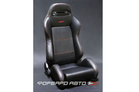 Кресло + салазки регулируемое черная кожа (красная нить) RECARO SR3 style  SPD/PU