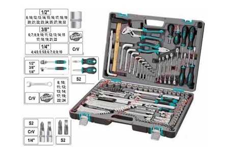 Купить Набор инструментов 142 предмета 1/2"-3/8"-1/4" пласт.кейс STELS 14107