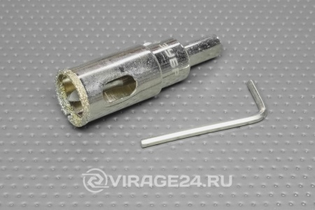 Купить Коронка по кафелю/стеклу 22мм, (в сборе) алмазная с центрирующим сверлом и имбусовым ключом, зерно 60 "ЭКСПЕРТ" ЗУБР 29850-22