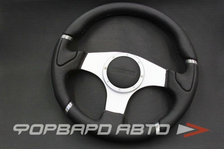 Купить Руль 355 мм, нулевой вылет, кожа, черная нить, хром вставки MOMO STYLE 