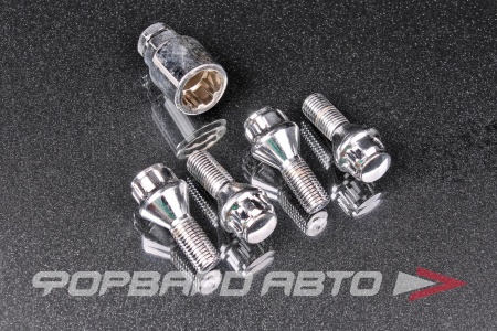 Купить Секретки для колес болты 12*1,5*23 конус, 4 шт. и 1 спецключ, сталь, хром Breckner BK87300
