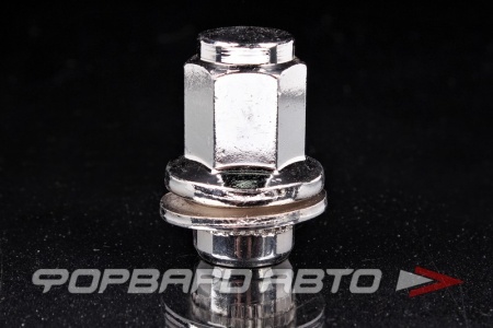 Купить Гайка колеса 14*1,5*46 прессшайба 22 мм, ключ на 22, сталь, хром ВЕКТОР 734848 Cr