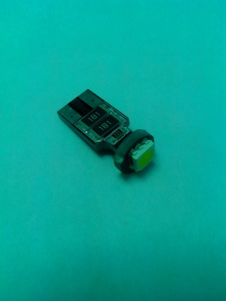 Лампа светодиодная 12V T10 1 диод White Кристалл CANBUS T10 PCB 001Z5050P
