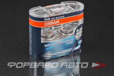 Купить Лампа H4 12V 60/55W Night Breaker Plus +90% OSRAM 64193NBP2