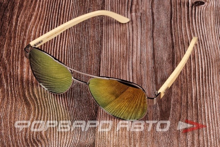 Купить Очки солнцезащитные, квадратные, зеркальные, бамбуковые дужки ФОРВАРД АВТО 