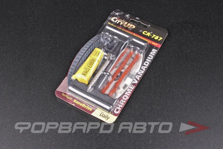 Купить Набор для ремонта бескамерных шин (шило-рашпиль, аппликатор жгут,крючок, клей) CITY UP CA-787