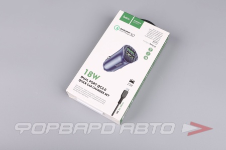 Купить Устройство зарядное в прикуриватель + кабель Micro ,синий,2 USB HOCO Z39