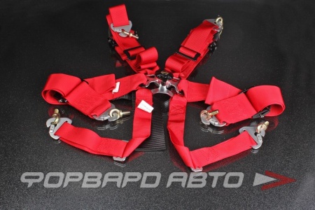 Купить Ремни 6-ти точечные, 3"+2" HANS FIA 8853/98 красные AUTOBAHN88 