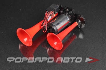 Купить Сигнал автомобильный электропневматический, 2-х рожковый, (спаренный), красный 12V PROSPORT RS-07899