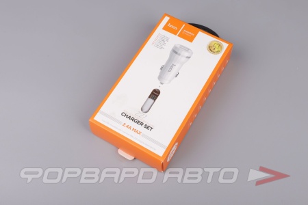 Купить Устройство зарядное в прикуриватель 2 USB, 2,4 A, белый HOCO Z27