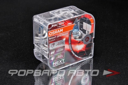 Купить Лампа H4 12V 60/55W Р43t NIGHT BREAKER LASER +150% OSRAM 64193NL-HCB