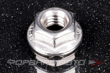 Купить Гайка шестигранная М6 с фланцем пресс-шайбой (без зубов) DIN 6923 нерж. А4  