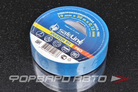 Купить Изолента 19мм*20м*0,15мм синяя SAFELINE 
