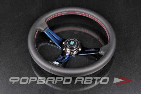 Купить Руль 350мм, малый вылет, кожа, красная нить, Burnt Blue NARDI STYLE YT3-SW-11-3