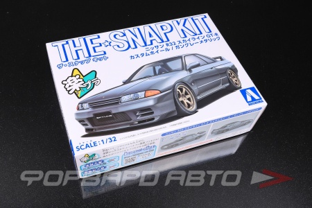 Купить Сборная модель Nissan Skyline GT-R R32 Custom Wheel (Gun-Gray Metallic) AOSHIMA 06634