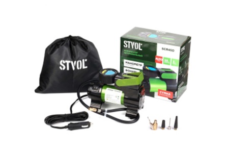 Купить Компрессор 45л/мин, 10AT, шланг 0,7м, 12V, с электр. манометром STVOL SCR45D