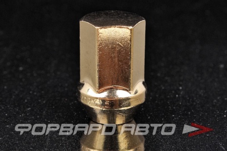 Купить Гайка колеса 12*1,5*35 конус с выступом, ключ на 19, сталь, золотая ВЕКТОР 801445 GD-Cr