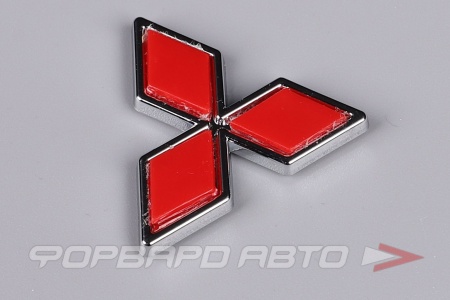 Купить Эмблема Mitsubishi красная 34х30мм (скотч) SKYWAY SME-008