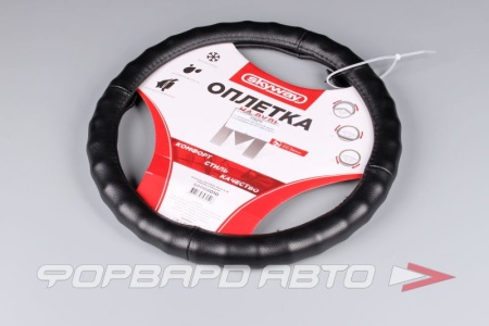 Купить Оплетка руля (M) Real-6 М черная кожа натуральная SKYWAY S01108010