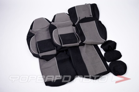 Купить Чехлы на сиденья, универсальные (9предм.) с поролоном, полиэстер "Protect-1" черно/серый SKYWAY S01301033