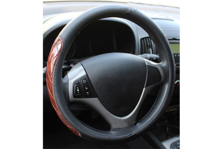 Купить Оплетка руля (М) кожаная,черная WOOD AS 3306