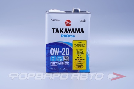Купить Масло моторное 0W20 4л, PAOTEC SP GF-6A металл (с) TAKAYAMA 101140