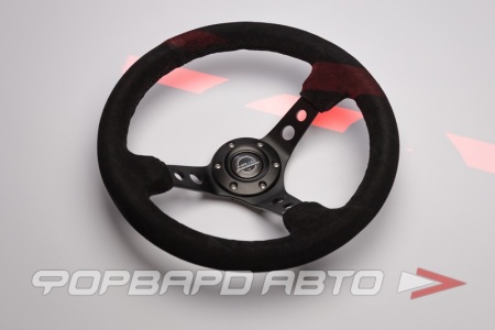 Купить Руль 350 мм, большой вылет, замша, черная нить NRG RST-006-S