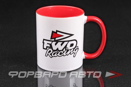 Купить Кружка керамическая "FWD RACING", белая , ручка красная с коробкой ФОРВАРД АВТО 