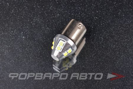 Лампа светодиодная 12-24V P21W S25 10 SMD диода BA15s 1-конт биполярная Белая SKYWAY S08202093