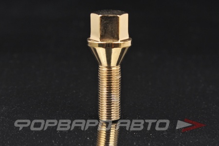 Купить Болт колеса 12*1,25*28 конус, золотой хром, ключ на 17 Save Car 172110GD