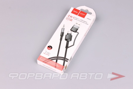 Купить Кабель AUX Type-C-3.5мм 1м Аудиосоединитель, черный HOCO UPA23